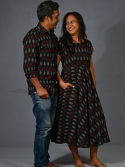 Cotton Blackberry Ikat Couple Combo