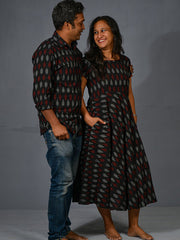 Cotton Blackberry Ikat Couple Combo