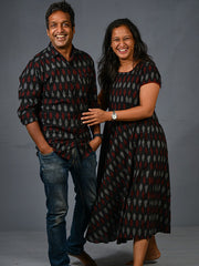 Cotton Blackberry Ikat Couple Combo