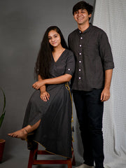 Cotton Black Kantha Couple Combo