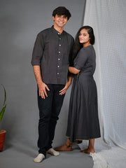 Cotton Black Kantha Couple Combo