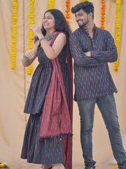 Cotton Raven Black Sharara Couple Set Combo