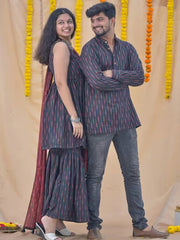 Cotton Raven Black Sharara Couple Set Combo