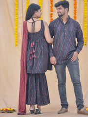 Cotton Raven Black Sharara Couple Set Combo