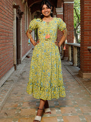 Womens Yellow Regular Dress