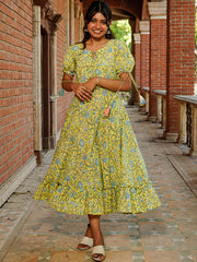 Womens Yellow Regular Dress