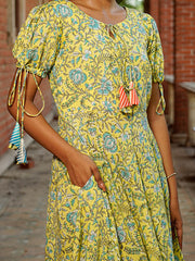 Womens Yellow Regular Dress