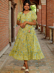 Womens Yellow Regular Dress