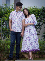 Cotton  Moonstone White Couple Set Combo