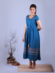 Womens Blue Straight Dress , Dress , Falguni Shankar , Blue, Dress , moher.in