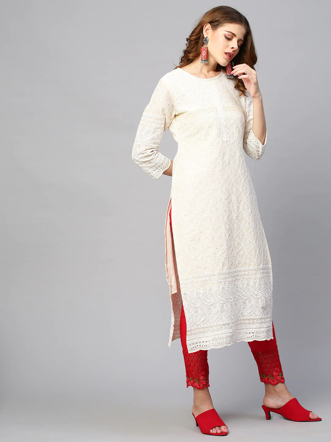 Womens Cream Regular Kurti from Fashor - FHKU1525 - moher.in