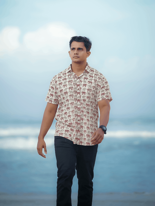 Mens Red/Grey Printed Shirt from Teramen - CHST4195 - moher.in