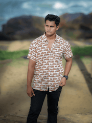 Mens Brown Jeep Printed Shirt from Teramen - CHST4203 - moher.in