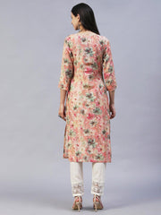 Women Peach Straight Kurtafrom Fashor -FHKU4221