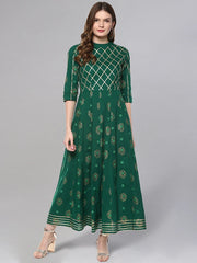 Womens Green  Anarkali Dress from Idalia_ IDDR1056