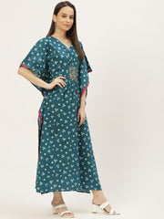Womens Darkgreen Colored Kaftan Dress Regular Kaftan from Maaesa Creations -MAKF46 - moher.in