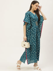 Womens Darkgreen Colored Kaftan Dress Regular Kaftan from Maaesa Creations -MAKF46 - moher.in