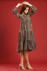 Womens Brown Flared Dress from Maheem_ MHDR1220
