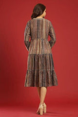 Womens Brown Flared Dress from Maheem_ MHDR1220