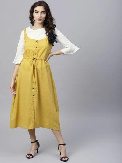Womens Yellow A-Line Dress from Aasi - House Of Nayo_ NYDR1071