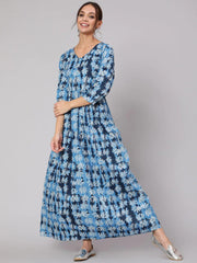Women Blue Flared Dressfrom AASI - House of Nayo -NYDR4204 - moher.in