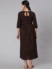 Women Brown Flared Dressfrom AASI - House of Nayo -NYDR4206 - moher.in