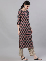 Womens Black and red Straight Kurti Set from Aasi - House Of Nayo -NYKS1340 - moher.in