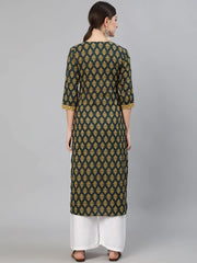 Womens Green Straight Kurti from Aasi - House Of Nayo -NYKU1005 - moher.in