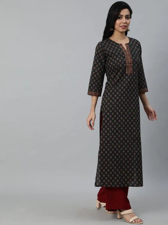 Womens Green Straight Kurti from Aasi - House Of Nayo - NYKU1009 - moher.in