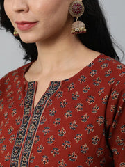 Womens Maroon Straight Kurti from Aasi - House Of Nayo - NYKU1011 - moher.in