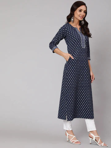 Womens Navy Blue Regular Kurti from Aasi - House Of Nayo_ NYKU3845