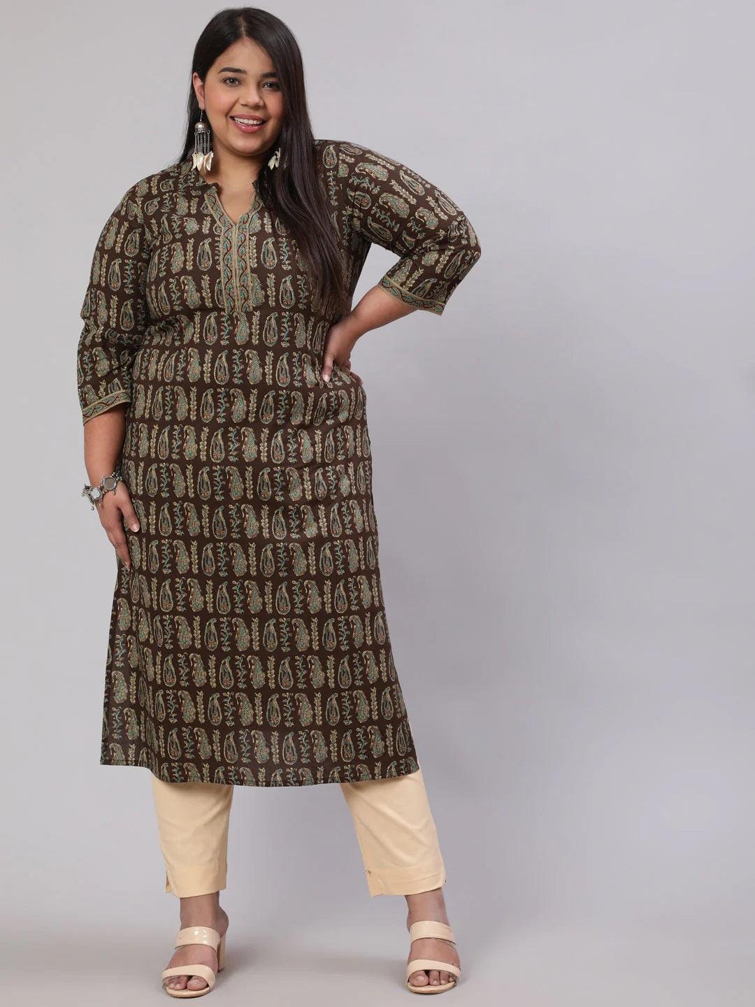 Womens Dark Brown Straight Kurti from Aasi - House Of Nayo - NYKU4236 - moher.in