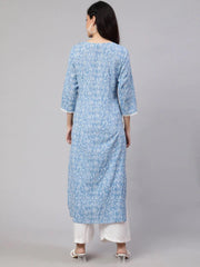 Womens Blue Straight Kurti from Aasi - House Of Nayo - NYKU4239 - moher.in