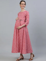 Womens Pink Flared Maternity from Aasi - House Of Nayo - NYMT1013 - moher.in