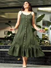 Green Checkered Strappy Dress