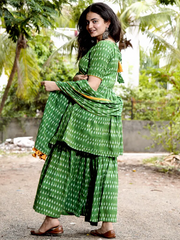 Green Ikat Sharara Kurta Set