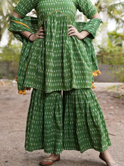 Green Ikat Sharara Kurta Set