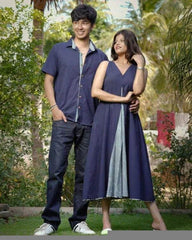 Cotton Blue Loma Long Couple Set  Combo - moher.in
