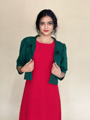 Womens red dress with jacket - SAKU3994 - moher.in
